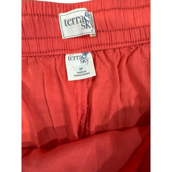 TERRA & SKY Cora Orange Soft Shorts W/Trim Elastic Back, Waist Pockets Size: 3X - Picture 5 of 7